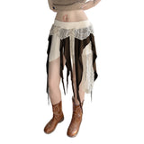 2025 Subculture Niche Design Sense Splicing Rag Low-Rise Hottie Irregular Ribbon With Inner Liner Skirt HZ1220