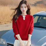 Chinese Women's Clothing Chinese Style Bottom Shirt Women 2025 New Autumn And Winter Dragon Year Life Year Clothes Large Red Sweater HZ1208