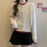 Design With A Soft Glutinous Nail Beads Color Short Cardigan Knitted Sweater Women's Spring And Autumn New Loose Chic Top HZ1208