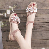 Trade Sandals Women 2025 Summer New Large Size Dress Women's Shoes Flats Gentle Flowers Roman Sandals Women HZ1220