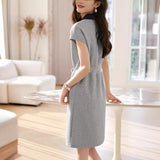Fashion POLO Collo Colling Pinyin Long Dresses Mid-Long Dresses 2025 Summer New Casual Sports Sleeve Dress HZ1220