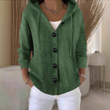 2025 Sheintemu Spring/Autumn Hooded Long-Sleeved Button Sweater Cardigan HZ1208