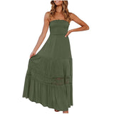 New Women's Clothing Pure Color Bra Splicing Under The Long Sleeveless Retro Bohemian Waist Dress HZ1220