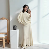 2025 Hot Knitted Hollow Vest Long Skirt + Long Sleeve Open Shirt Set Women's Soft Knitwear Shirt HZ1208