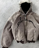 2025 Zippered Shirt Net Red Hooded Cardigan Small Clock Letter New Printed Coat HZ1208