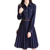 100-Fold Dress Autumn 2025 New Collar Loose Long Sleeve A Simple Elegant Dress Women's Long Model HZ1220