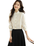 2025 Spring Dress New French Long-Sleeved Shirt Women's Lace Collar Chic Commuter Blouse Fashion Shirt Tide HZ1208