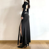 2025 High Street Hottie Style Irregular Leather Splicing Skirt Sexy Repair Fork And Hip Skirt HZ1220