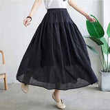 Cotton Half Dress Girl New Big Swing Skirt Solid Color Fluffy Skirt Fluffy Skirt Double Breathable Literary Waist Tight HZ1220