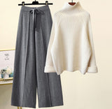 Korean Version Of The Lazy Suit Women 2025 New Autumn And Winter Thick Thick Knitted Knitted Knitted Wide Leg Pants Two Sets HZ1220