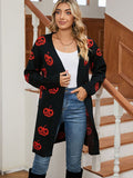 New Sweater For Women's Casual Halloween Pumpkin Head With Long Coat Knitted Cardigan HZ1208