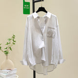 Summer Thin Long-Sleeved Shirt Women 2025 New Temperament Casual Design Feel Cardigan Shirt Women Wear HZ1208