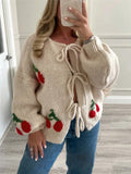 Autumn/Winter 2025 Knitted Cardigan With Loose Casual Sweater Strawberry Cherries With Coat Top HZ1208