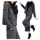 New Women's Clothing 2025 Autumn And Winter Two Sets Of Trousers With Trousers With Tyribs, Coat Broad Leg Trousers Casual Fashion Suit Women's Trend HZ1220