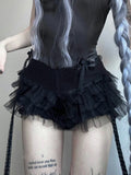 Pure Desire Dark Gothic Wind Wood Ear Lace Splicing Sexy Hottie Low-Rise Slimming Cake Thin Shorts Hot Pants HZ1220