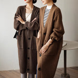 Thick Yak Velvet Knitted Shirt Coat Women Autumn Retro Loose Lazy Wind Long Sweater Outside HZ1220