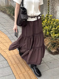 Vintage Brown High-Rise Slim Skirt 2025 Layer Sense A Skirt Simple New Medium And Long Skirt HZ1220