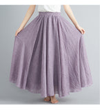 Mori Women's Literature And Art Large Cotton Tamples Skirt Tight Waist A-Shaped Skirt Long Solid National Style Skirt 24 Colors HZ1220