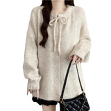 Korean Gentle Style Color Spot With Soft Glutinous Sweater Coat Women's Autumn And Winter New Loose Lazy Knitted Open Shirt Top HZ1208