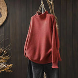 Artistic Retro Half-High Sweater Women Loose Large Plate Type 2025 Autumn And Winter Casual Knitted Jersey HZ1220