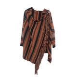 Medium-Long Self-Wearing Fashion Tuxedo Striped Coat Sweater Woman HZ1220