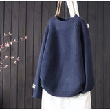 Sweater Women's Spring And Autumn 2025 New Inside And Outside Wearing Loose Lazy Sealed Ocean Round-Neck Literary And Art Knitted T-Shirts HZ1220