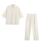 Z Summer's New Hollow Embroidery Shirt 2731063 Pants 2731064 HZ1208