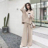 Sudging Knitted Broad Leg Trousers Set Two Sets Of Women's Autumn And Winter 2025 New Cashmere Sweater Broad Leg Pants Trousers Qi Set HZ1220