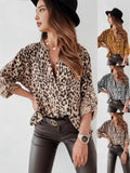 Spring And Autumn Printing Women's Shirt Long-Sleeved Leopard Single-Rower Cardigan Loose Shirt Women HZ1220