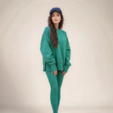 2025 Autumn And Winter Women's Leisure Loose Long-Sleeved Collar Open Fork Tight Trouser Trouser Suit HZ1220