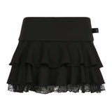 Diablo Bow Spliced Half-Dressed Girl 2025 Low-Waist Sexy A-Shaped Skirt Hottie INS New Short Skirt HZ1220