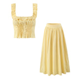 Spring New Lotus Leaf Edge Sleeveless Small Blouse Large Skirt Half Dress Suit HZ1208