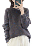 Autumn And Winter Women's Beads Knitwear 2025 New High-End Feel Super-Good-Looking Retro Lazy Wind Wearing Purple Sweater HZ1208