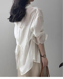 Light And Thin Tiansi Sunscreen Shirt Coat Women 2025 Summer New Back Fork Shirt National Wind Button Long-Sleeved Top HZ1208