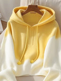 Yellow Vintage Loose Lazy Design Hooded Sweater Jersey 2025 New Women's Knitting Top HZ1208