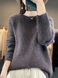 Autumn And Winter Women's Beads Knitwear 2025 New High-End Feel Super-Good-Looking Retro Lazy Wind Wearing Purple Sweater HZ1208