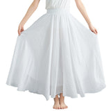 Mori Women's Literature And Art Large Cotton Tamples Skirt Tight Waist A-Shaped Skirt Long Solid National Style Skirt 24 Colors HZ1220