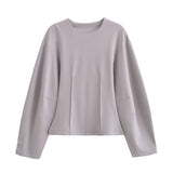 Autumn New Double-Sided Round Collar Blouse 3641859 Elastic Casual Trousers 3641860 HZ1208