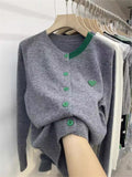 2025 Spring And Autumn New Korean Version Of The Color Patch Loose Bottom Long-Sleeved Knitted Shirt Shirt Coat Women's Coat HZ1220