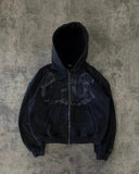 2025 Harajuku Y2K Spring And Autumn Hooded Sports Cardigan Zip Graffiti Print Long-Sleeved Hoodie Coat Code HZ1208