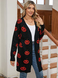 New Sweater For Women's Casual Halloween Pumpkin Head With Long Coat Knitted Cardigan HZ1208