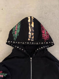 Y2K Street Retro Hoodie Loose Metal Decorative Zippered Sweater HZ1208
