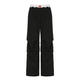 Street Low-Rise Color Lace Lace Waist Loose Casual Pants Fashion Woven Trousers HZ1220