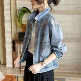 Cowboy Coat Girl In Short Early Autumn Blouse Squint Large-Size Loose Korean Version Of The Autumn Dress 2025 New Trend HZ1220