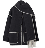 Women's Clothing 2025 Autumn And Winter New Fashion Wool Coat Thick Loose With Scarf Tid Lady HZ1220