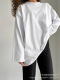 2025 Spring Autumn New Pure Cotton Long-Sleeved T-Shirt Women Hand-Wearing Loose Blouse Hot 3316 HZ1208