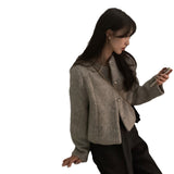 Korean Chic Autumn And Winter French Small Fragrant Style Simple Temperament Unique Single Buckle Small Hair And Short Coat HZ1220