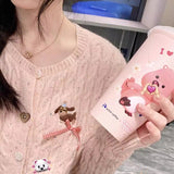 Chun Cute Powder Knitted Cardigan Sweater Jacket Women's New Languid Loose Wind Soft Blouse In Autumn HZ1208