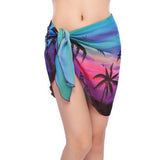 2025 Summer Women's Short Skirt Print Beach Chiffon Silk Scarf Hanging Half-Dress Skirt HZ1208