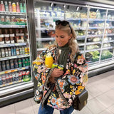 2025 New Autumn And Winter Printing Imitation Cashmeal Cotton Clothes Comfortable Leisure Horn Sleeve Loose Women's Cotton Clothes HZ1220